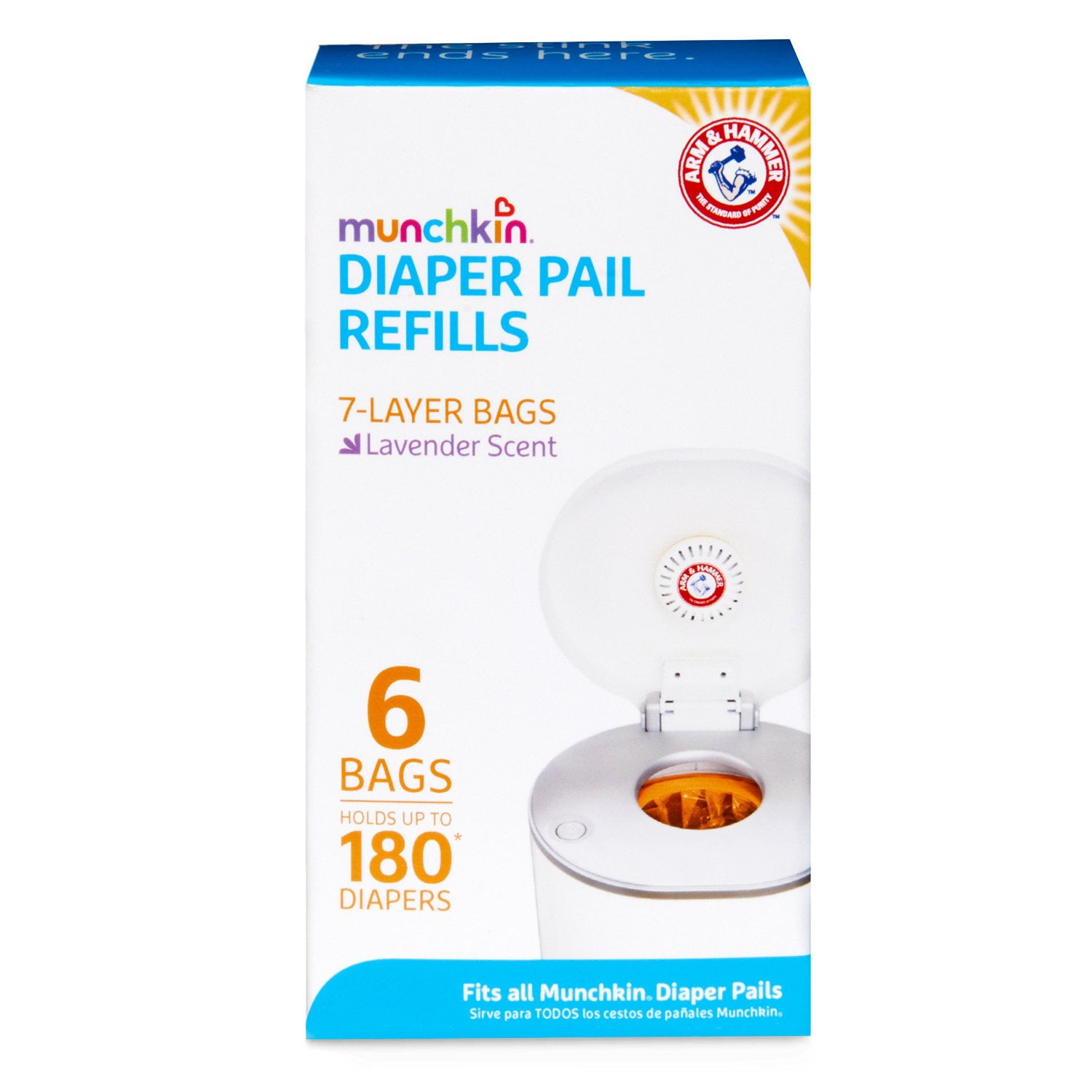 Munchkin Arm & Hammer Diaper Pail Snap with Seal and Toss Refill Bags