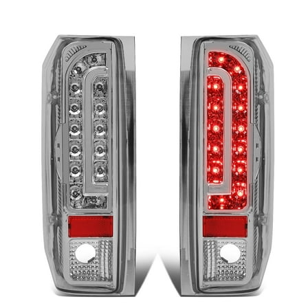DNA Motoring For 90-97 Ford F150 F250 F350 Bronco LED Tail Light Rear Brake Lamp Pair Chrome Clear