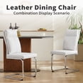 thumbnail image 6 of Dining Chairs Set of 2, Faux Leather with Thick Cushion and C-Shape Chrome Base, Modern Kitchen and Living Room Chairs, White, 6 of 11