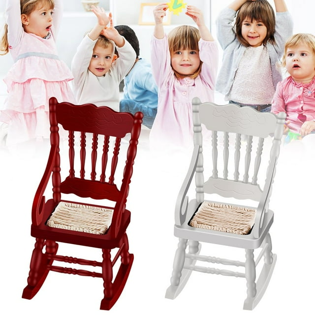 CNKOO Miniature Rocking Chair Miniature Rocking Chair Dollhouse Model Chair Mini Doll House Wooden Rocking Chair Portable Realistic 1/12 Scale Tiny Furniture DIY for Kid Gift