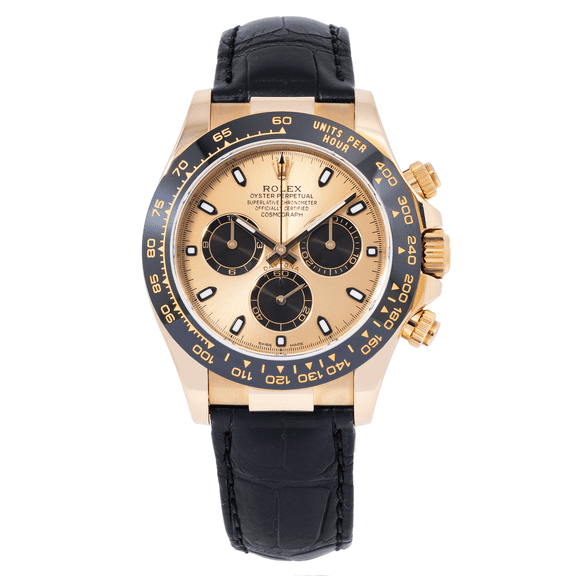 Pre-Owned Rolex Cosmograph Daytona 40MM 116515LN Champagne Dial Black Ceramic Tachymeter Bezel Black Oysterflex Strap