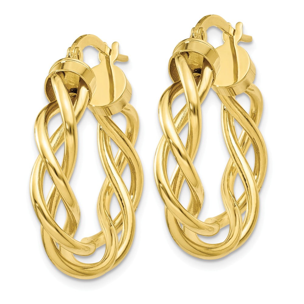 Mia Diamonds 10k Yellow Gold Polished and Textured Twist Hoop Earrings