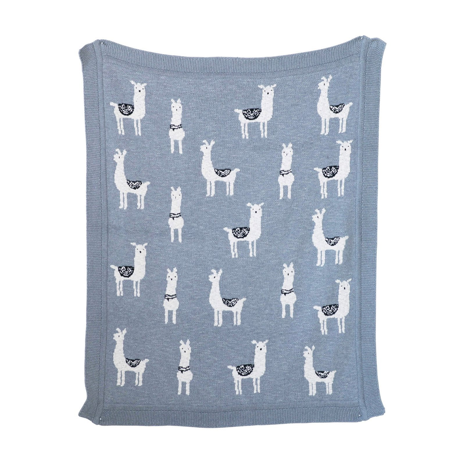 3R Studios Grey Cotton Knit Llama Blanket