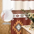 thumbnail image 3 of No Hook Shower Curtain, Southwest Shower Curtains for Bathroom with See Through Top Window, Western Brown Beige Geometric Abstract Art Wooden Waterproof & Washable Bath Curtain Stand Up Stall 36"x72", 3 of 9