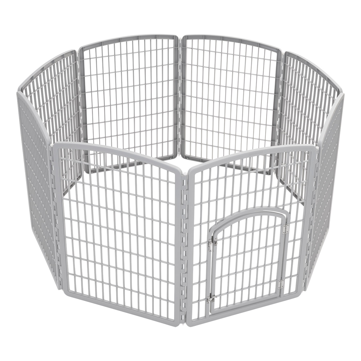 IRIS 34-inch Exercise 8-Panel Pet Playpen with Door, Silver