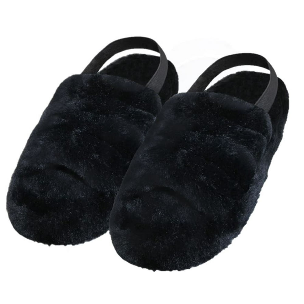 slingback fuzzy slippers