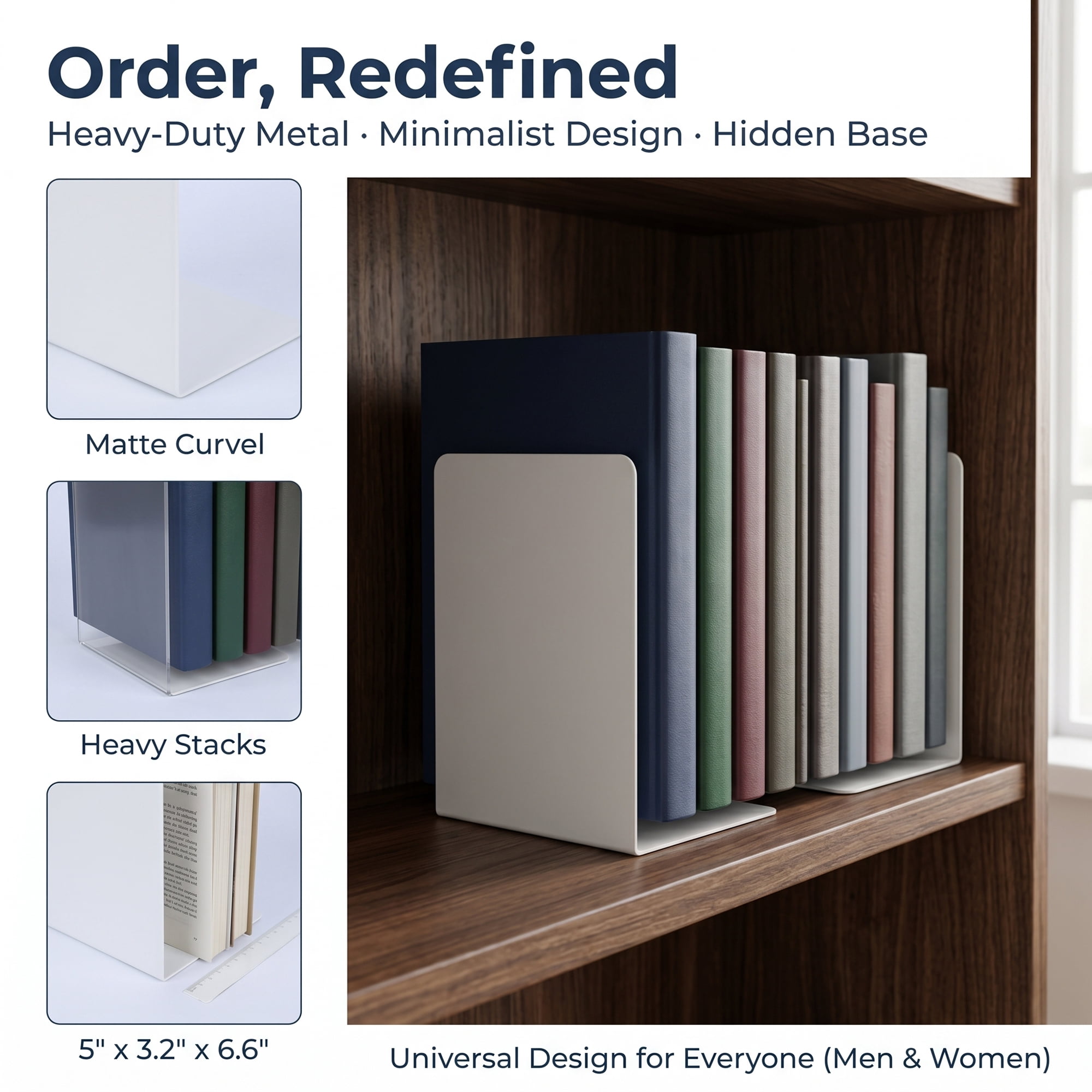 Unique Bargains Expandable L-Shaped Bookends with Compartments Home 2 Pcs Pear White 5"L x 3.2"W x 6.6"H