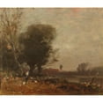 thumbnail image 2 of Ludwig Willroider 14x12 Gold Ornate Wood Frame and Double Matted Museum Art Print Titled - Autumn Landscape (1900), 2 of 4