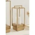 thumbnail image 4 of Kate and Laurel Brandt Modern Glam Two-Piece Candle Holder Set, 7 x 7 x 19, Gold, Transitional Wood and Metal Lantern Hurricane Candle Holders for Fireplace Mantel Display, 4 of 9