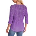 thumbnail image 4 of Liquidation! Uooqdmx Hauts Plissés pour Femmes, Manches 3/4 Hauts Fluides pour Femmes, Tunique de Travail Col Rond, Hauts de Printemps pour Femmes 2025, Violet S, 4 of 6