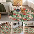 thumbnail image 6 of Round Area Rug 5ft,Retro Watercolor Flower Leaf Washable Carpet Non-Slip Runner Accent Rugs Indoor Floor Mat for Bedroom Living Room Decor,Tropical Red Pink Green Plant, 6 of 9