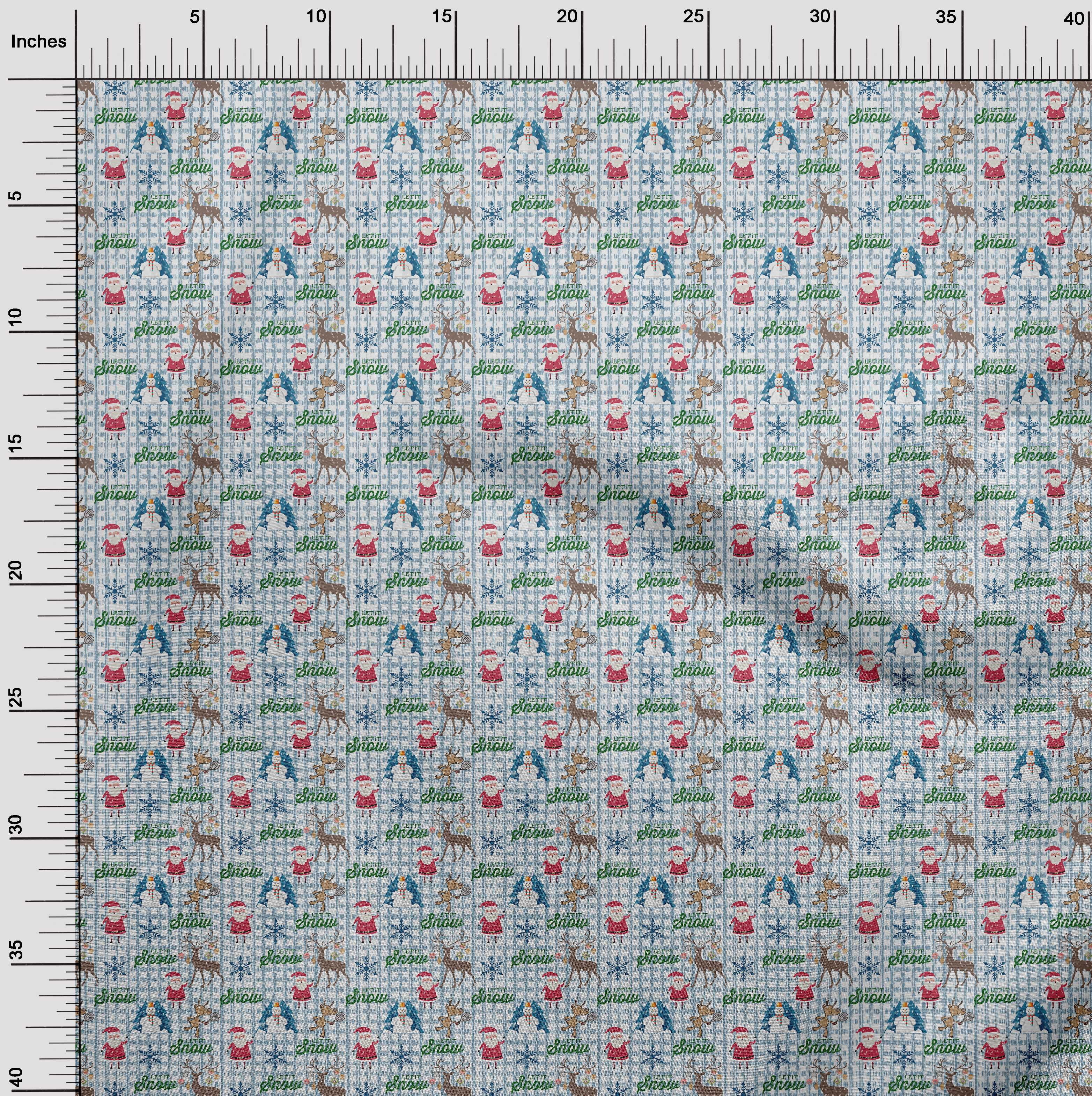 oneOone Polyester Lycra Grayish Blue Fabric Christmas Christmas Dress Material Fabric Print Fabric By The Yard 56 Inch Wide