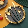 thumbnail image 4 of Juego de Vajilla de Acero Inoxidable de 24 Piezas, Cubiertos, Cuchara, Tenedor, Cuchillo, Cubiertos Occidentales, Cubiertos, Negro-Dorado, 4 of 5