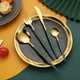 thumbnail image 4 of Juego de Vajilla de Acero Inoxidable de 24 Piezas, Cubiertos, Cuchara, Tenedor, Cuchillo, Cubiertos Occidentales, Cubiertos, Negro-Dorado, 4 of 7