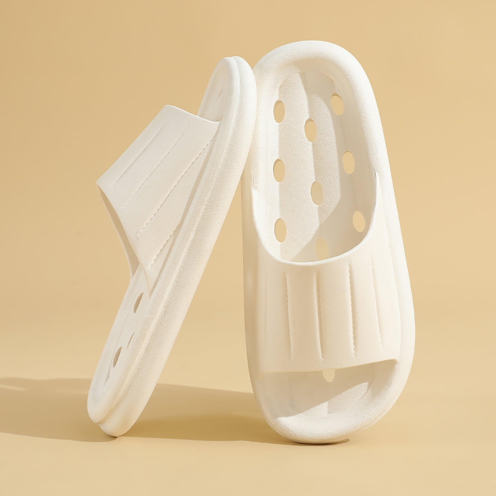 B91xZ Athletic Slides for Men Open Toe Shower Sandals,White 8