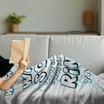 thumbnail image 3 of Bathroom Rules Soft Flannel Fleece Throw Blanket, Wash Your Hands Water Soap Scrub Rinse Yay Easy, Cozy Plush for Indoor and Outdoor Use, 50" x 60", Pale Grey Pale Sky Blue, by Ambesonne, 3 of 5