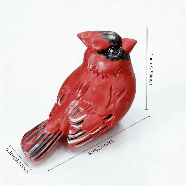 Resin Cardinal Bird Figurine, Northern Red Cardinal Statue