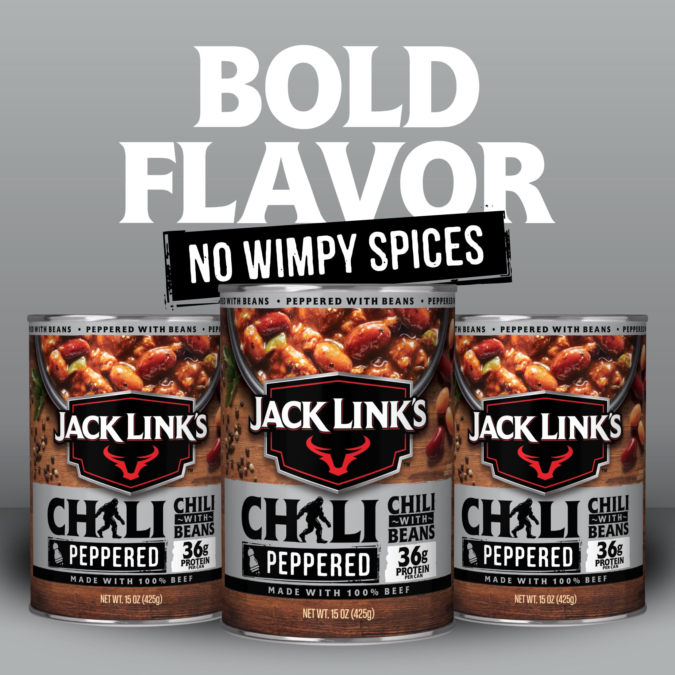 (12 pack) Jack Link's Peppered Chili with Beans, 15 ounce, 36 grams of Protein