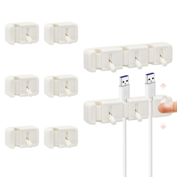Sekonow 8 Pack Cable Clips with Lever Switch, Easy Open Cord Organizer Adhesive Cable Management Clips, Phone Charger Cord Holder for Desk Nightstand Car Home Office, White