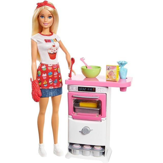 Muñeca Chef de Panadería Barbie FHP57 Horno Cupcakes Ingredientes con Accesorios Multicolor para Niñas Barbie FHP57