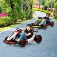 thumbnail image 5 of Trilenars 24V Go Kart for Kids,Drift Kart with 2X200W Strong Motor,7AH Big Battery,Electric Pedals,Electric Go Kart Outdoor Race Toy,Max Load 110lbs for Boys and Girls,Red and White, 5 of 8