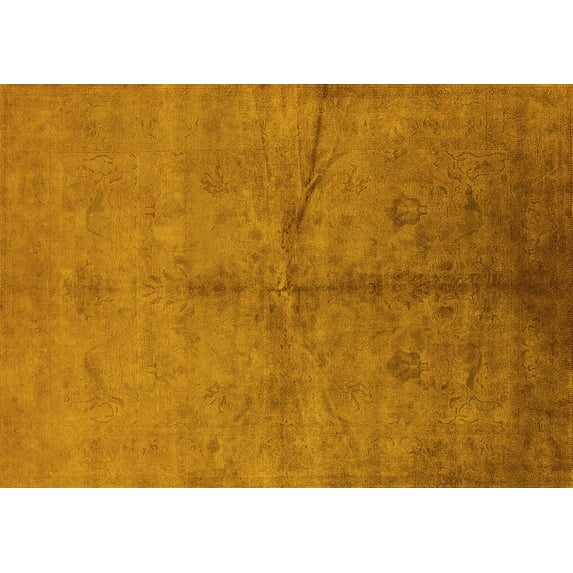 Ahgly Company Indoor Rectangle Oriental Yellow Industrial Area Rugs, 2' x 5'