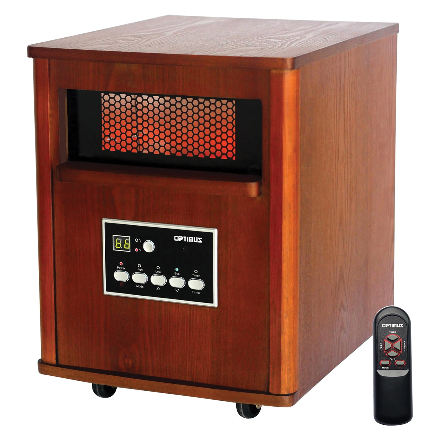 Optimus H-8121 3-Setting 1,500-Watt-Max Portable Wood-Cabinet Infrared ...