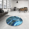 thumbnail image 4 of Ahgly Company Machine Washable Indoor Round Transitional Blue Turquoise Green Area Rugs, 8' Round, 4 of 7