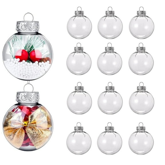 12pcs Fillable Hanging Christmas Ornaments,Clear Ornaments for Crafts,Christmas Tree Decor,DIY Crafts Decorations for Birthday,Wedding Decor,2.4in