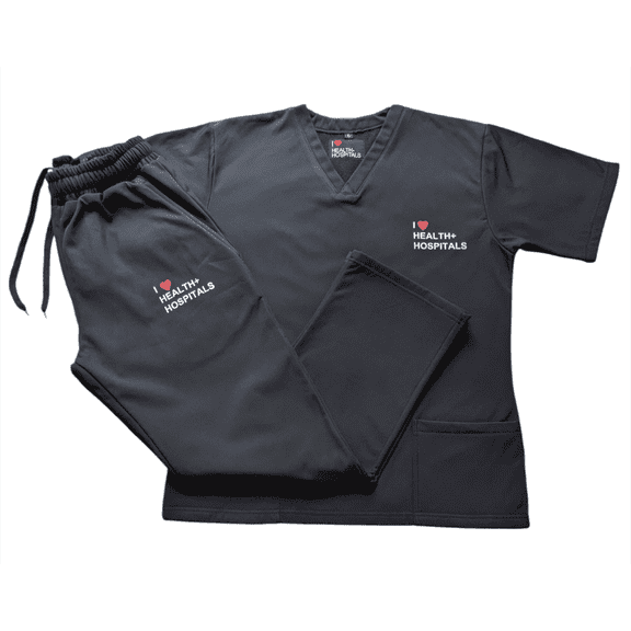 I Love Health and Hospitals Unisex X-LARGE Black Fall Winter Water resistant Scrub Set.