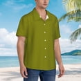 thumbnail image 5 of Xecao Olive print Hawaiian shirt - a stylish short-sleeve button-down for men, perfect for casual beach and tropical outings., 5 of 9