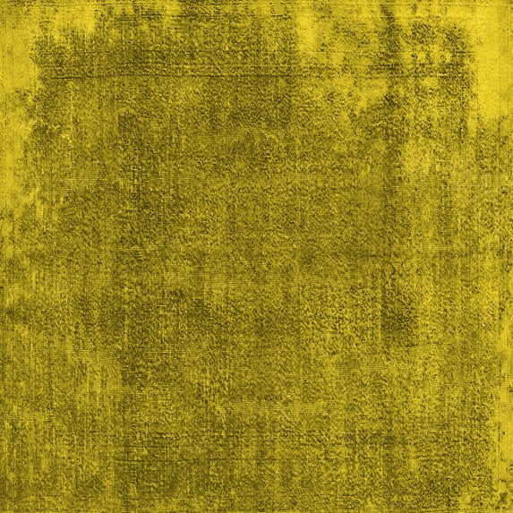 Ahgly Company Machine Washable Indoor Square Persian Yellow Traditional Area Rugs, 6' Square