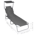 thumbnail image 4 of vidaXL Chaise Longue Pliante avec Auvent Gris Aluminium, 4 of 5