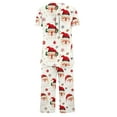 thumbnail image 5 of Tnhcen Women's Christmas Print 2 - Piece Pajama Sets Short Sleeve Drawstring Waist Cotton - Like Fabric Pockets 7/8 Pants Stretchy Soft Comfortable Sleepwear Home Wear, 5 of 6