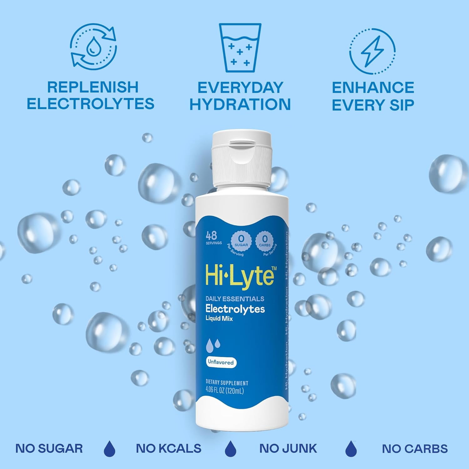 Hi-Lyte Concentrate Unflavored Liquid Electrolyte | 144 Servings
