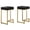 Black, variant on Dorrington Modern Faux Leather Backless Bar Stool in Gray/Gold (Set of 2)