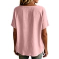 thumbnail image 7 of Stamzod Shackets for Women Casual V Neck Button Down Shirt Tops Summer Beach Short Sleeve Shacket Pink B S, 7 of 7