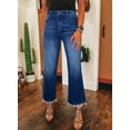 thumbnail image 3 of DOKOTOO Women's High Waisted Jeans Stretchy Comfort Fit Flared & Straight Leg Trendy Raw Hem Loose Fit 90s Retro (Plus Size Available), 3 of 10
