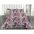 thumbnail image 2 of Ambesonne Floral Quilted Bedspread Set 3 Pcs, Exotic Hibiscus Flowers Art, King, Pink Plum and Pale Blue, 2 of 4