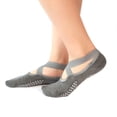 thumbnail image 6 of Huanledash Women Cotton Elastic Cross Strap Anti Skid Grippers Dance Indoor Yoga Socks, 6 of 8