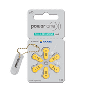 PowerOne Mercury Free Hearing Aid Batteries Size 10 - Pack of 60 + Free Battery Caddy