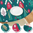 thumbnail image 4 of Dark Teal Christmas Village Pattern Round Fitted Tablecloth with Elastic Edge,Dining Table Cover Waterproof,Outdoor Round Tablecloth for Camping,Dining,Indoor and Outdoor, 4 of 7