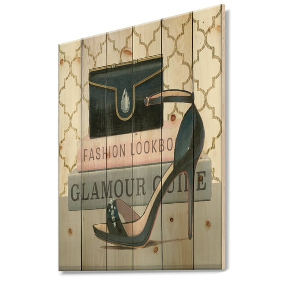 Designart 'Glam and Fashion High Heels VI' Posh & Luxe Print on Natural Pine Wood