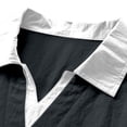 thumbnail image 3 of Mens Cotton Linen Polo Shirts Casual Short Sleeve V Neck Shirt Summer Beach Hippie Tshirt Shirt for Men Big and Tall Size M-3XL Black, 3 of 7