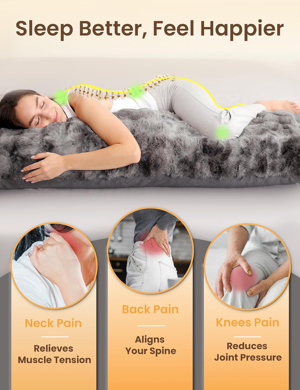 ANHXN Fluffy Bubble Body Pillow –Plush Body Pillow for Sleeping & Lounging, Dual-Sided Soft Cover with Adjustable Memory Foam Filling,
