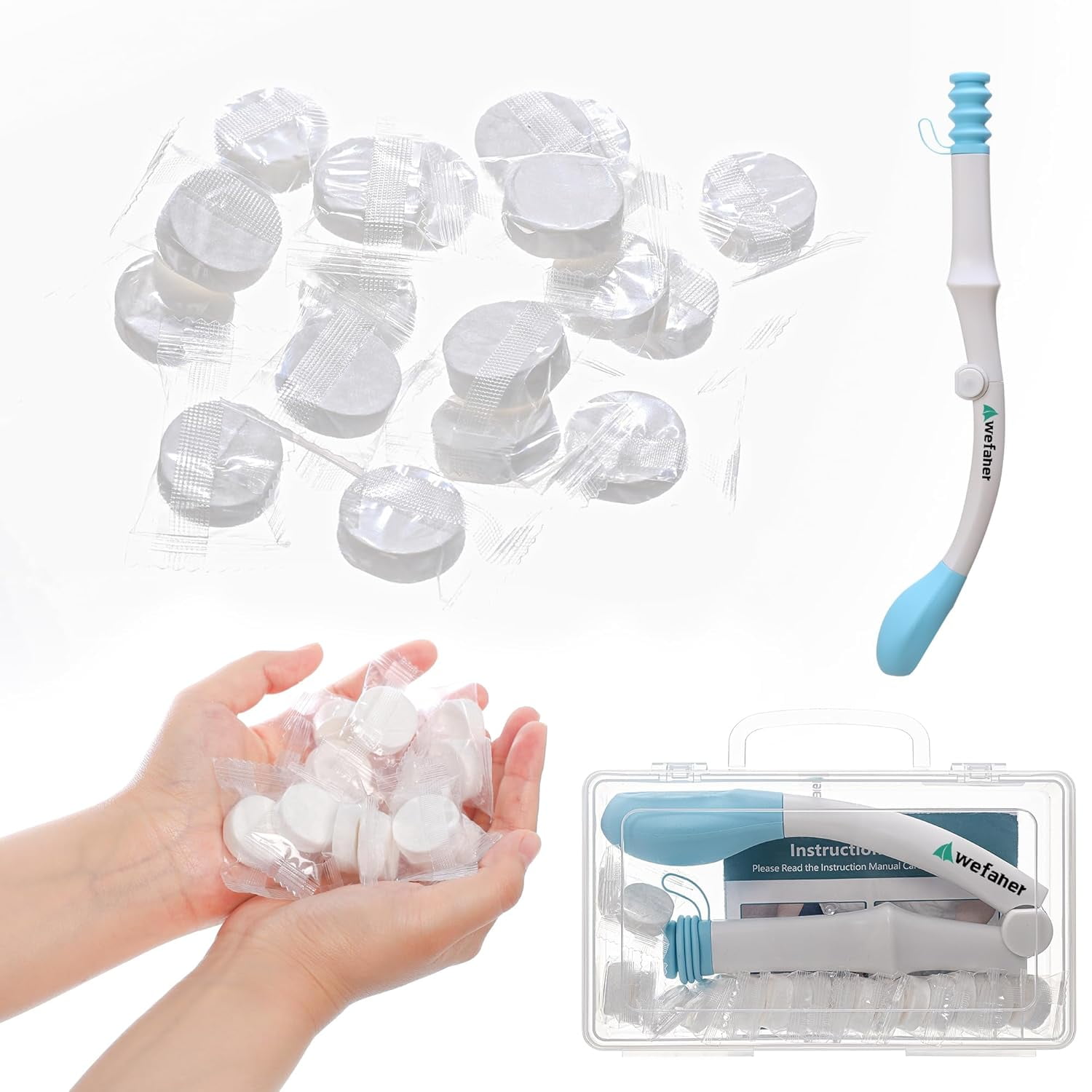 folding wiping toilet aid tool and 20PCS Compressed Washcloth Towels,Combination set,Self Help Wipe Butt for Overweight People，Limited Mobility,Elderly, Pregnancy.