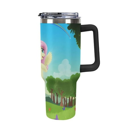 

My Li_ttle Pon_y Anima Large Capacity Car Cup Stainless Steel Travel Mug Leak-Proof Tumbler with Handle And Straw Suitable for Men And Women 40oz