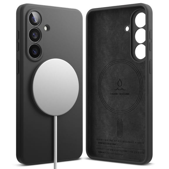 Ringke Silicone Magnetic [Compatible with MagSafe] for Galaxy S26 Case, Slim Soft Grip Shockproof Phone Cover - Black