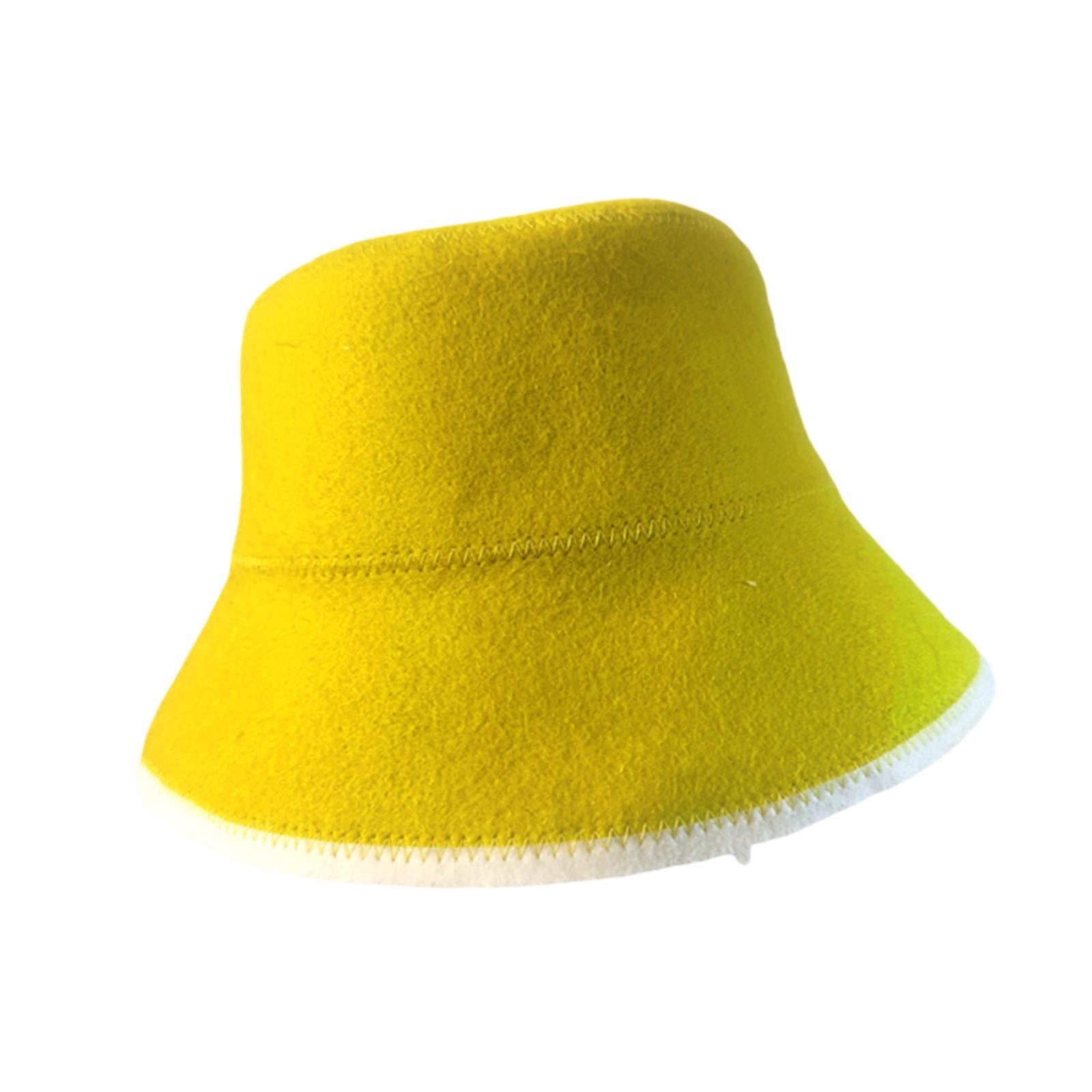 oshhni Felt Cloth Sauna Hat Bath Accessories Sauna Cap for Bath House Men Women SPA Yellow