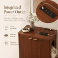 thumbnail image 5 of Spacious Wooden Cat Litter Cabinet with Ribbed Doors, Compatible with Automatic Cat Litter Units, Built-in Power Port for Electric Pet Gear, Indoor Cat Restroom Furniture, White，Walnut, 5 of 5